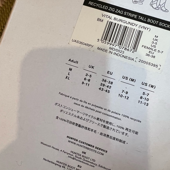 New! HUNTER BOOTS Sweater Socks FOR THE ORIGINAL TALL RAIN BOOT - Picture 4 of 5